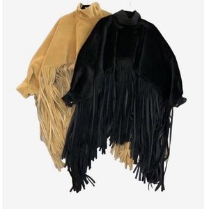 Fringe pullover top faux suede